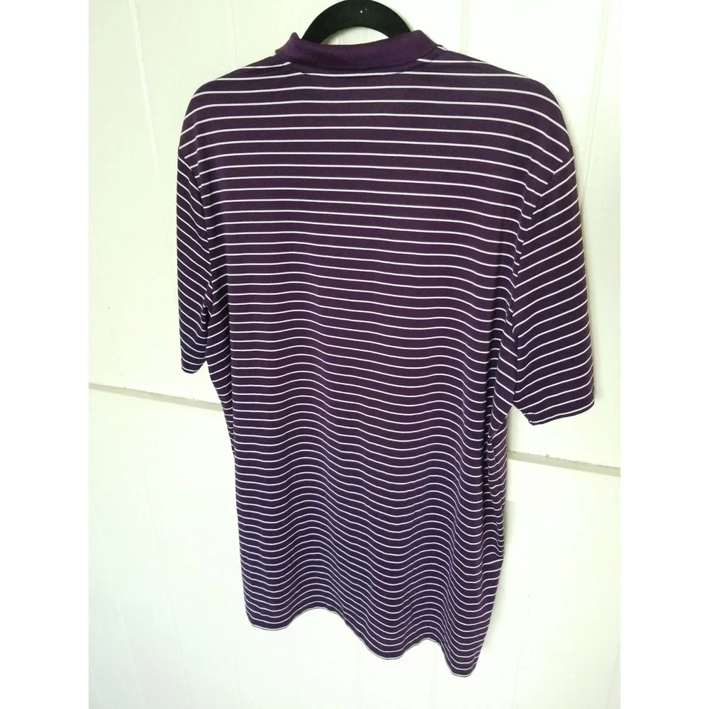 RLX Ralph Lauren Logo Polo Golf Shirt Mens L Purple Short Sleeve Striped